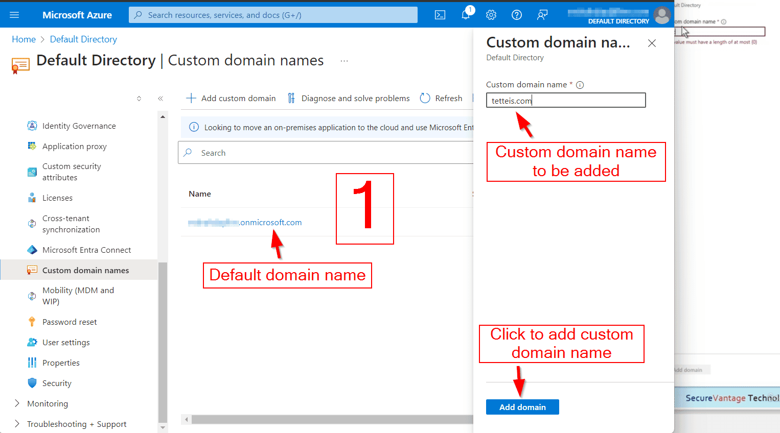 Adding an a custom domain name in Microsoft Entra ID