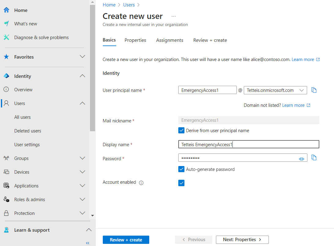 Setting up a break glass account for emergency access