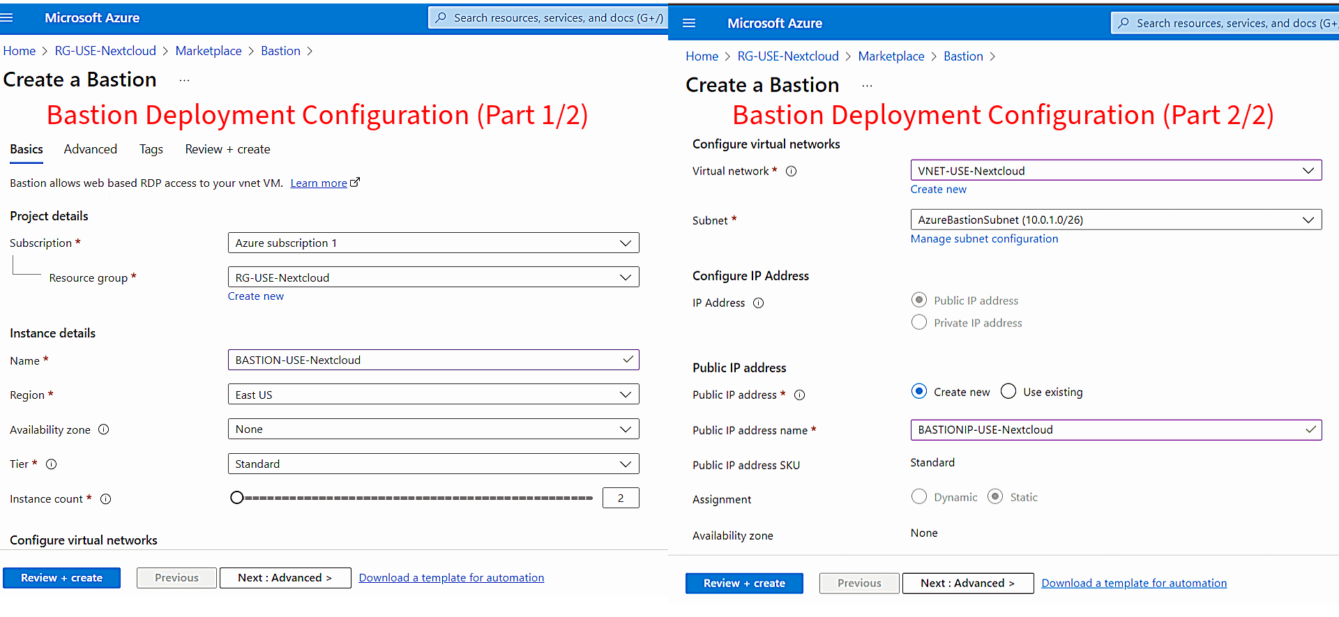 Azure Bastion host Azure Bastion host deployment configuration