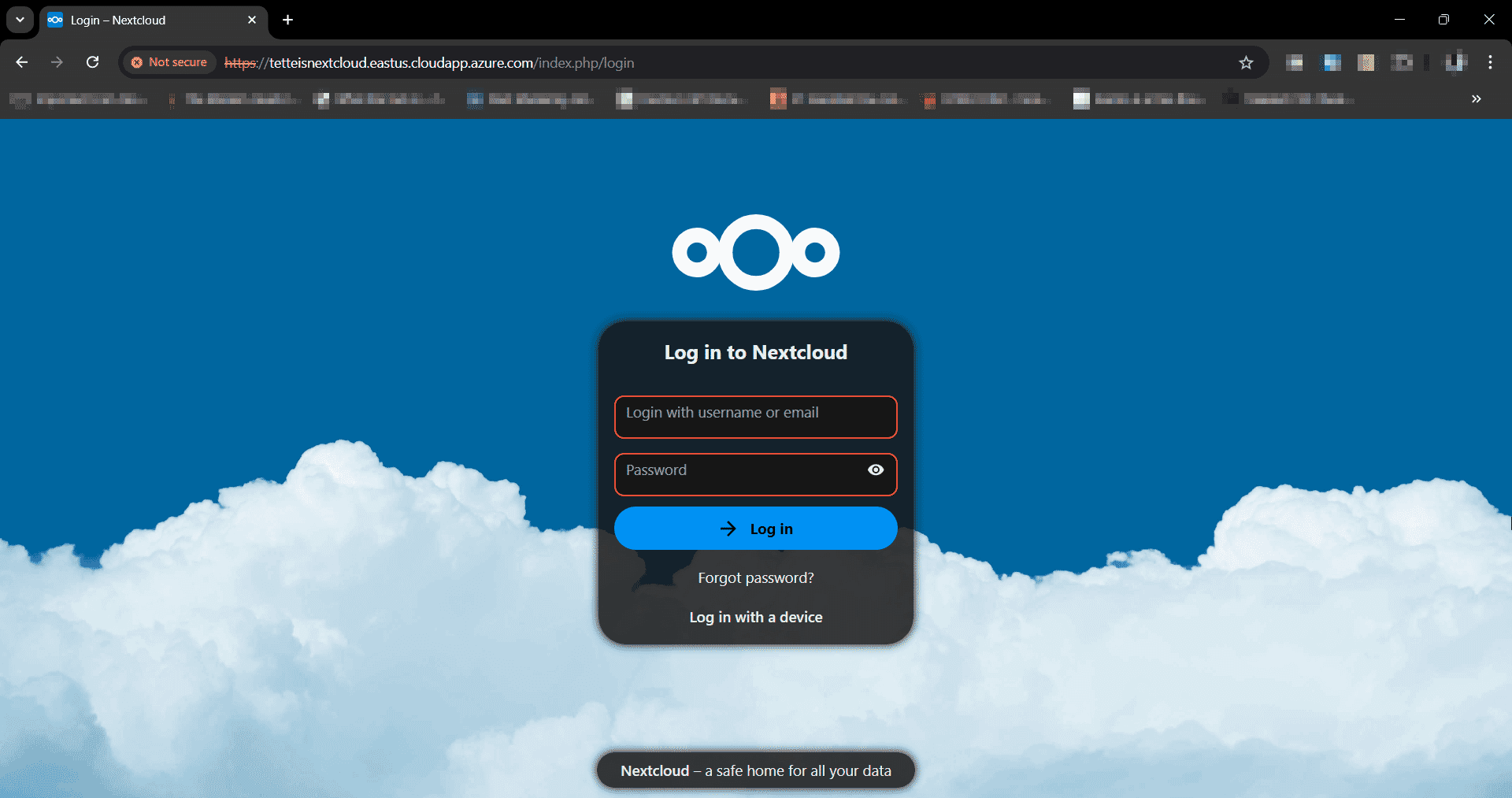 Nextcloud login page Access Nextcloud login page