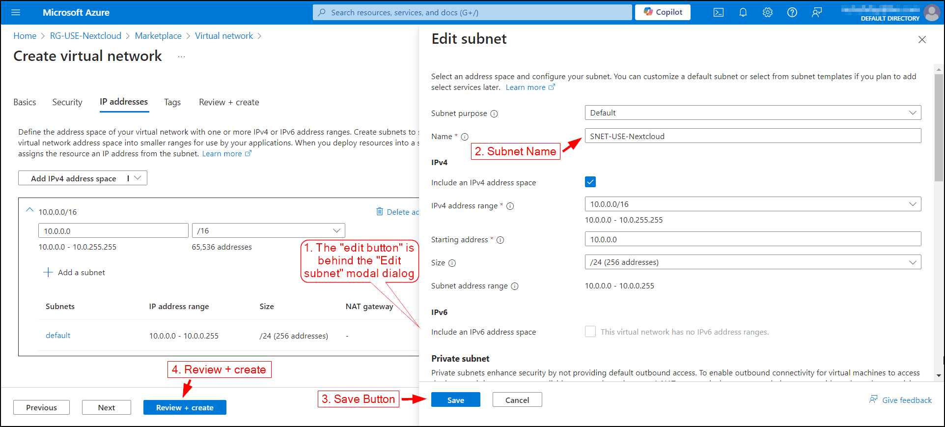 Azure virtual network and subnet Configure Azure virtual network and subnet